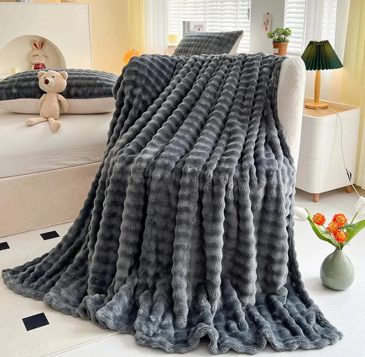 Luxuriöse Fleece- Decke Mit Blasenstruktur