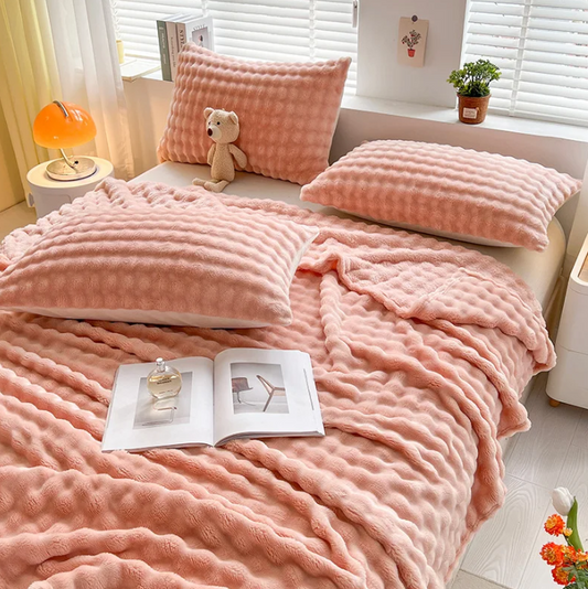 Luxuriöse Fleece- Decke Mit Blasenstruktur