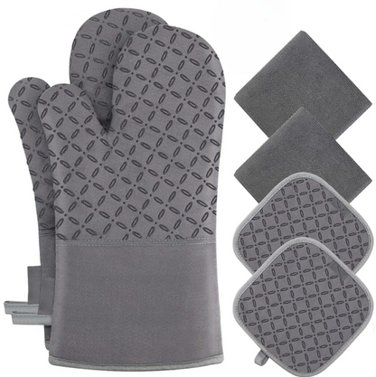 6- Teiliges Set Hitzebeständige Ofenhandschuhe Und Topflappen