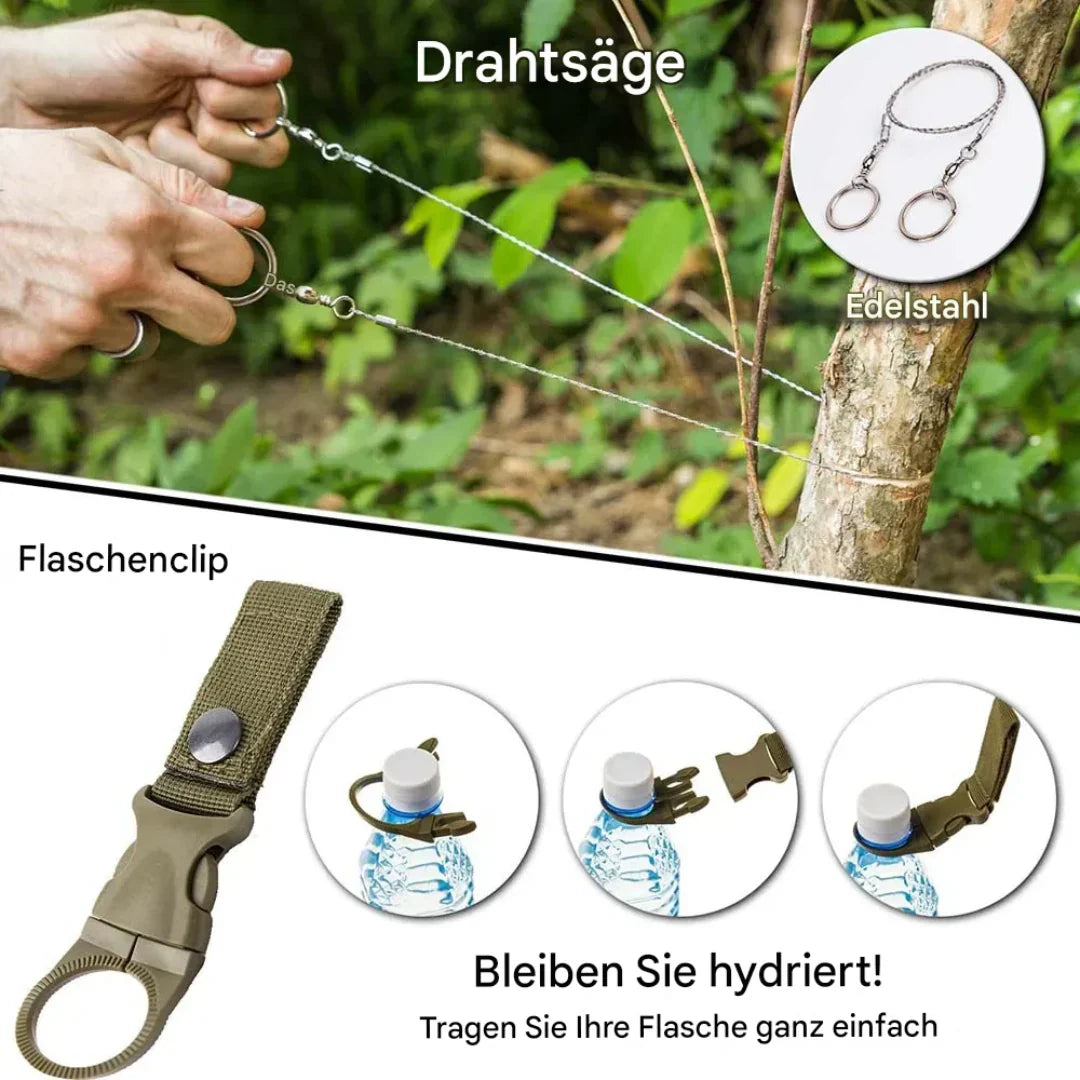 38-in-1 Erste-Hilfe- und Survival-Kit mit Taschenlampe und Kompass