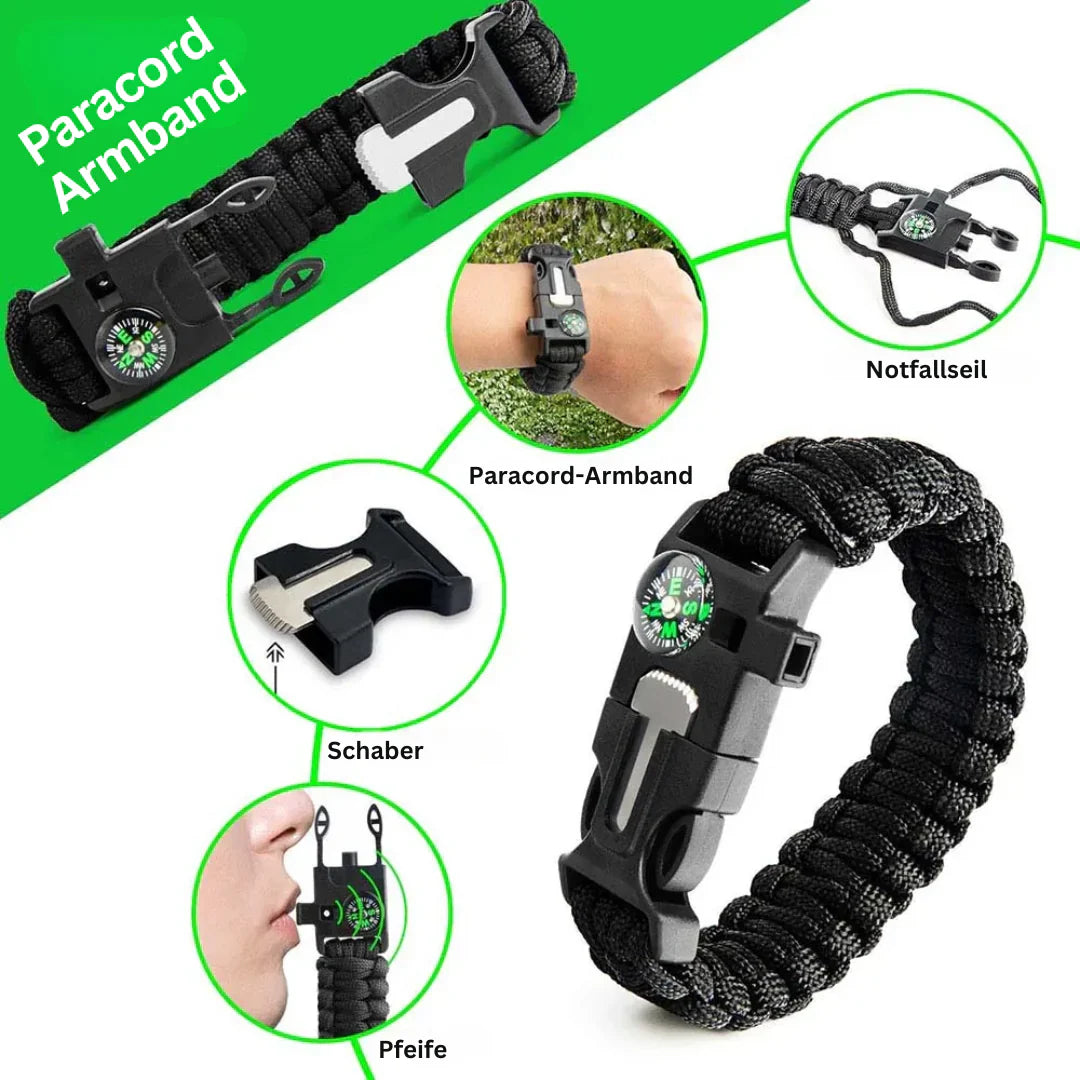 38-in-1 Erste-Hilfe- und Survival-Kit mit Taschenlampe und Kompass