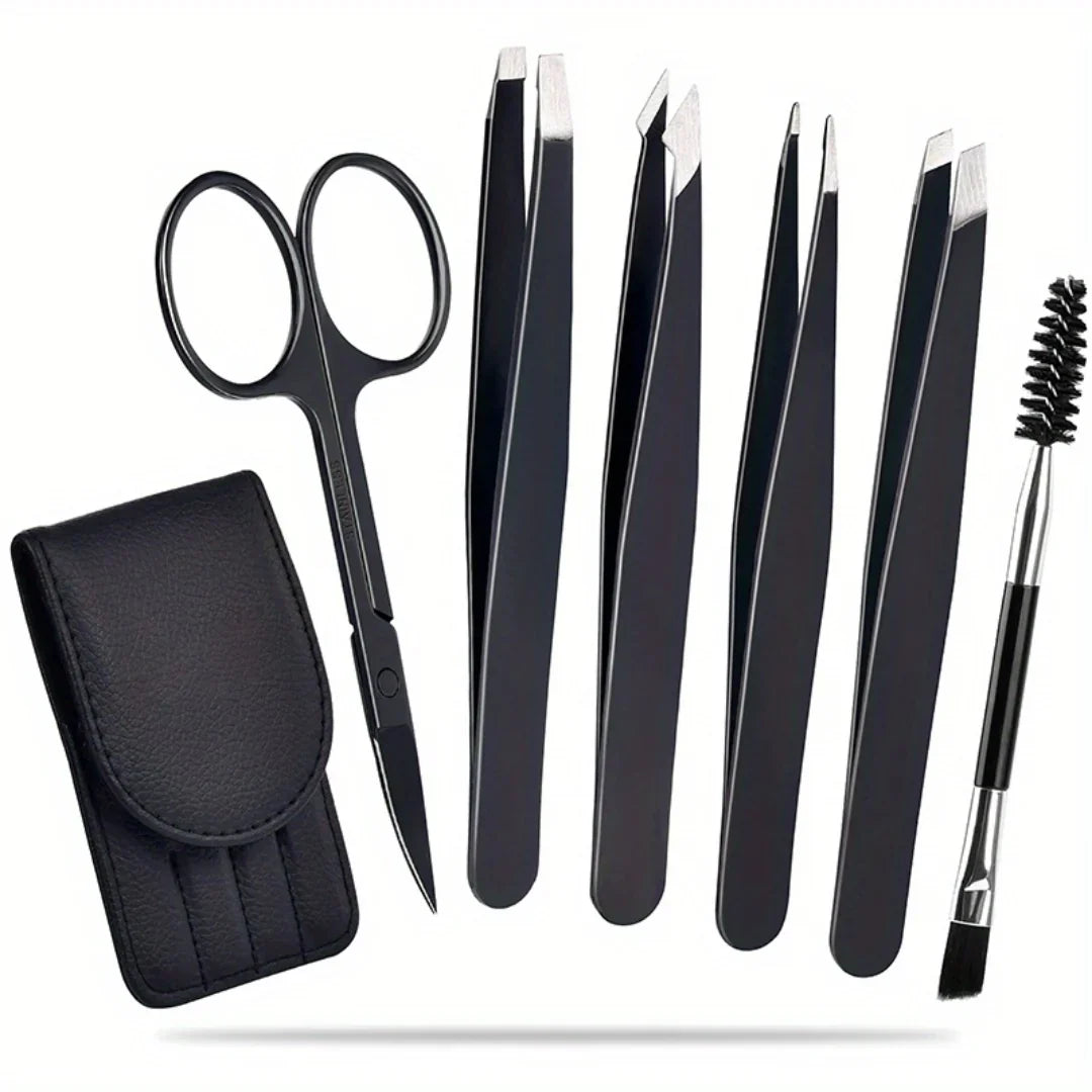 Präzisionspinzetten-Set–6-Teiliges Augenbrauen-Kit Mit Reiseetui