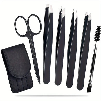 Präzisionspinzetten-Set–6-Teiliges Augenbrauen-Kit Mit Reiseetui