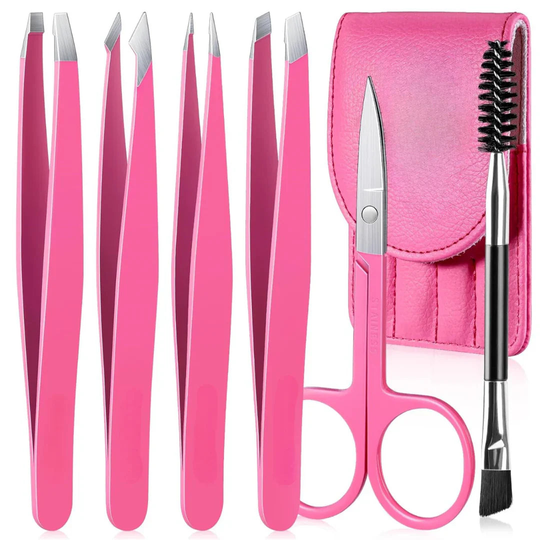 Präzisionspinzetten-Set–6-Teiliges Augenbrauen-Kit Mit Reiseetui