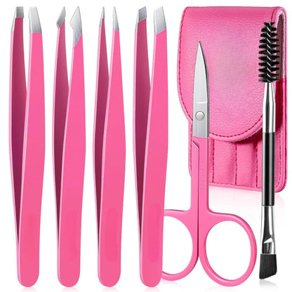 Präzisionspinzetten-Set–6-Teiliges Augenbrauen-Kit Mit Reiseetui