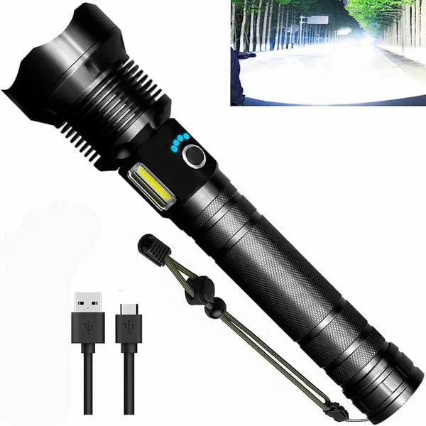 Taktische Taschenlampe – LED Taschenlampe mit Zoom & Powerbank-Funktion
