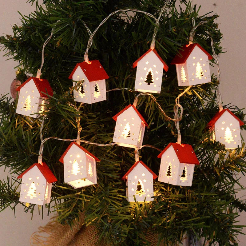 Holz-Weihnachtshäuser mit LED-Beleuchtung für Festliche Dekoration