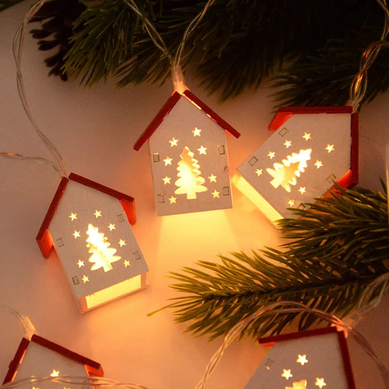 Holz-Weihnachtshäuser mit LED-Beleuchtung für Festliche Dekoration