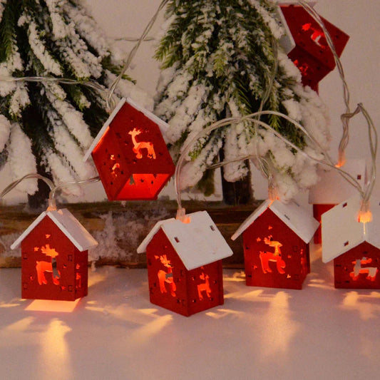 Holz-Weihnachtshäuser mit LED-Beleuchtung für Festliche Dekoration