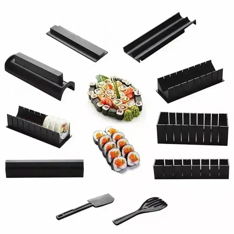 Sushi Rollen und Schneiden Set – Praktisches Sushi Kit mit Schablonen und Zubehör