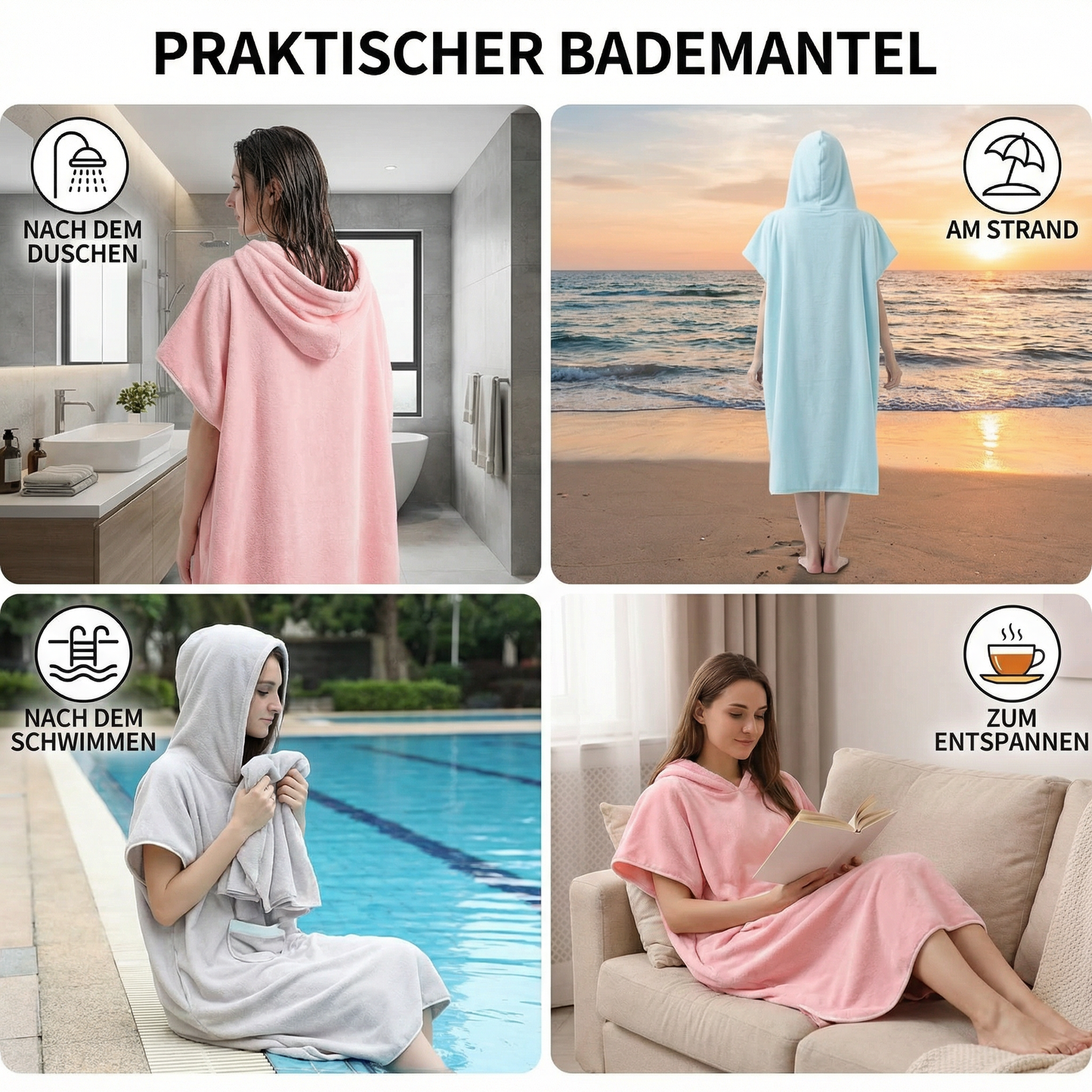 Praktischer Bademantel