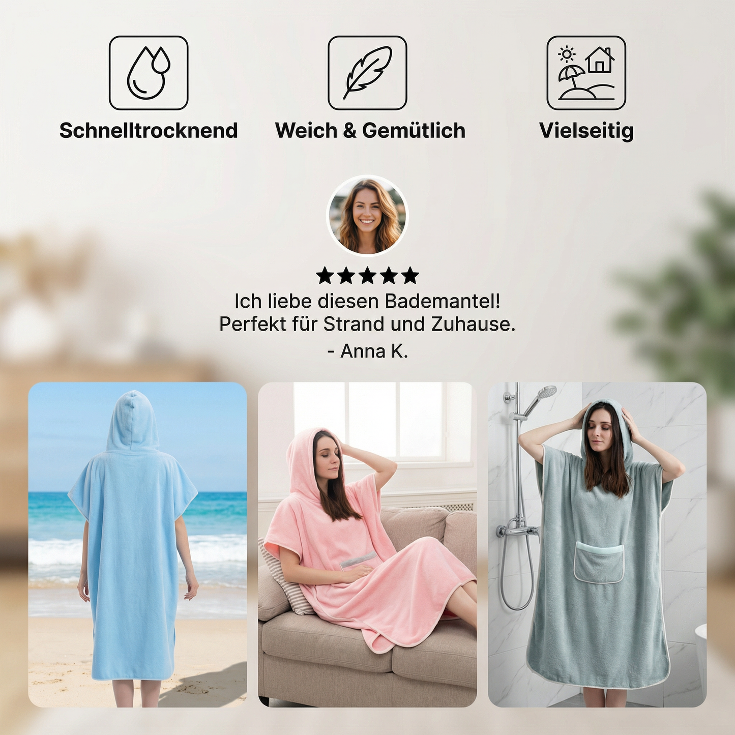 Praktischer Bademantel