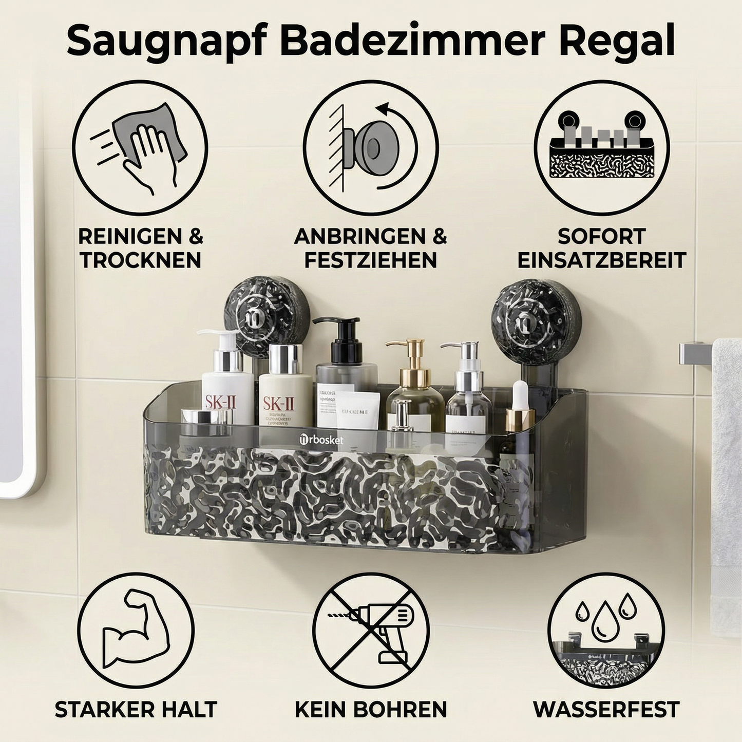 Saugnapf Badezimmer Regal