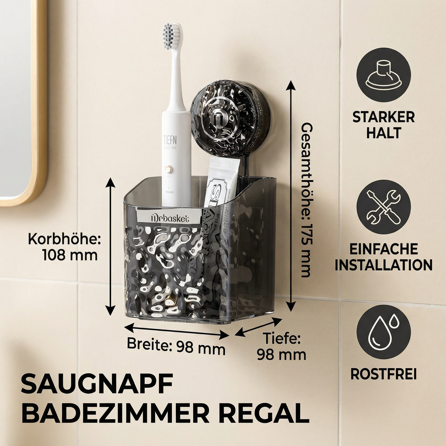 Saugnapf Badezimmer Regal